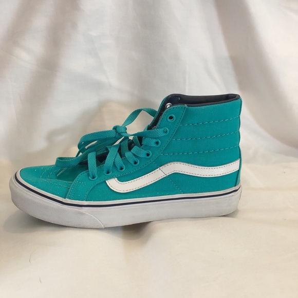 (SOLD) Vans Hi-Tops Teal with Navy Soles - Picture 2 of 6